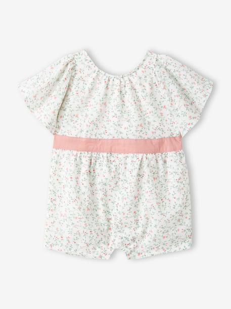 Floral playsuit for baby girls printed white - vertbaudet enfant 