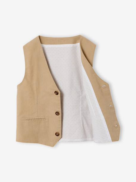 Occasion Wear Cotton/Linen Waistcoat for Boys beige+Beige+blue+Dark Blue+sage green - vertbaudet enfant 
