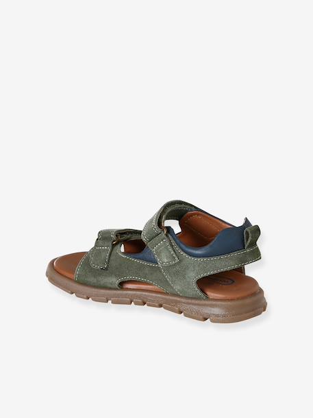 Boys' textile touch-fastening sandals khaki - vertbaudet enfant 