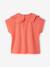 Girls' fancy embroidered collar T-shirt coral+ecru - vertbaudet enfant 