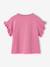 Tee-shirt fille motif romantique manches courtes à volant écru+marine+rose+vert sauge - vertbaudet enfant 