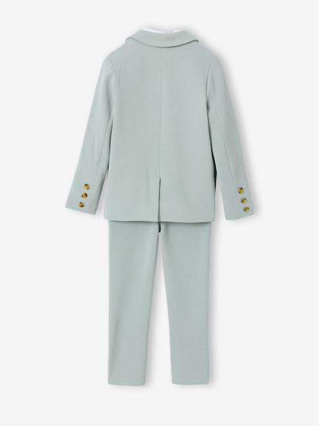 Ceremony suit with Mao collar shirt, jacket and trousers for boys aqua green+beige+sky blue - vertbaudet enfant 