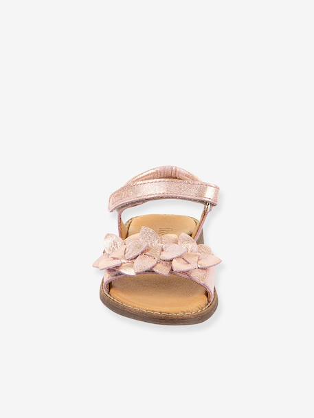 Pair of LORE FLOWERS Leather Sandals for Girls, FRODDO blue+blush+deep blue+gold+golden pink+lavender+red+rose+tomato red - vertbaudet enfant 