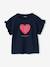 Girl's short-sleeved t-shirt with romantic pattern and frill detail ecru+navy blue+rose+sage green - vertbaudet enfant 