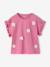 Girl's short-sleeved t-shirt with romantic pattern and frill detail ecru+navy blue+rose+sage green - vertbaudet enfant 