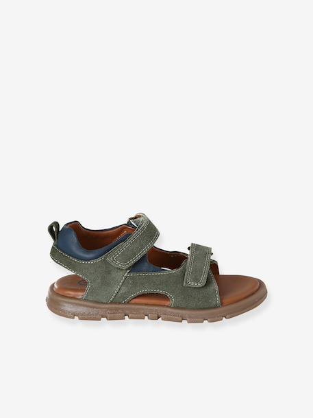 Boys' textile touch-fastening sandals khaki - vertbaudet enfant 
