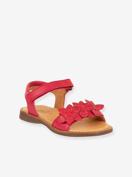 Pair of LORE FLOWERS Leather Sandals for Girls, FRODDO blue+blush+deep blue+gold+golden pink+lavender+red+rose+tomato red - vertbaudet enfant 