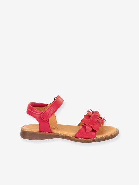 Pair of LORE FLOWERS Leather Sandals for Girls, FRODDO blue+blush+deep blue+gold+golden pink+lavender+red+rose+tomato red - vertbaudet enfant 