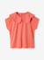 T-shirt fille col brodé fantaisie corail+écru - vertbaudet enfant 