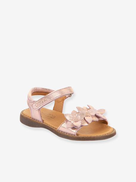Pair of LORE FLOWERS Leather Sandals for Girls, FRODDO blue+blush+deep blue+gold+golden pink+lavender+red+rose+tomato red - vertbaudet enfant 