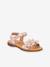 Pair of LORE FLOWERS Leather Sandals for Girls, FRODDO blue+blush+deep blue+gold+golden pink+lavender+red+rose+tomato red - vertbaudet enfant 