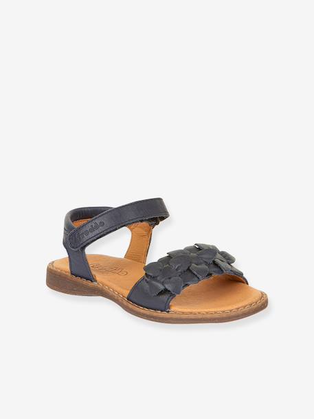 Pair of LORE FLOWERS Leather Sandals for Girls, FRODDO blue+blush+deep blue+gold+golden pink+lavender+red+rose+tomato red - vertbaudet enfant 