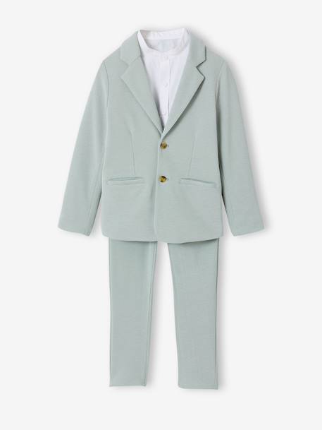 Ceremony suit with Mao collar shirt, jacket and trousers for boys aqua green+beige+sky blue - vertbaudet enfant 