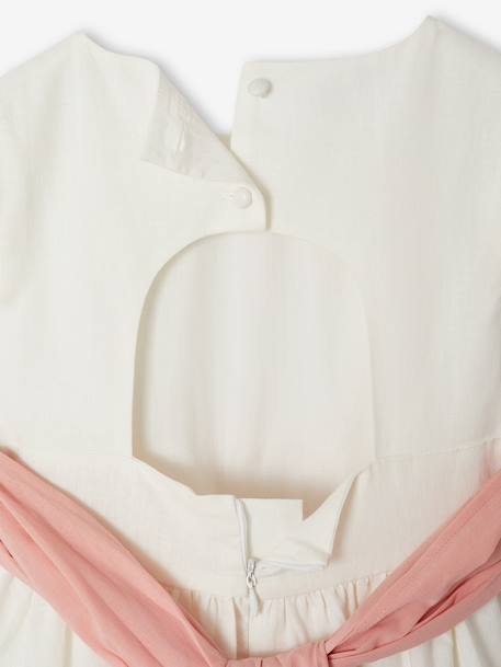 Party skater dress with bow sage green+white - vertbaudet enfant 