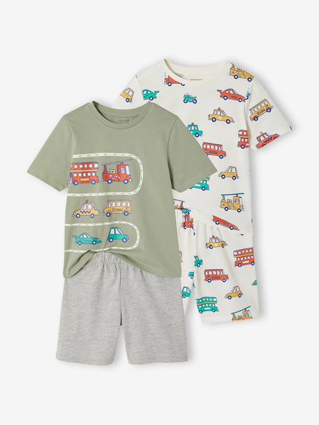 Pack of 2 vehicle pyjama shorts sage green - vertbaudet enfant 