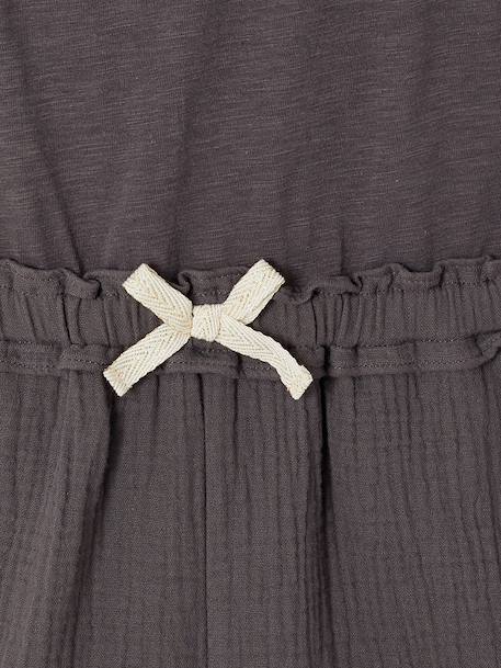 Two-fabric playsuit for girls old rose+slate grey - vertbaudet enfant 