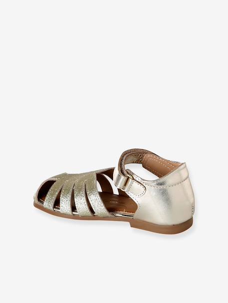 Girls' open leather ballerinas gold - vertbaudet enfant 