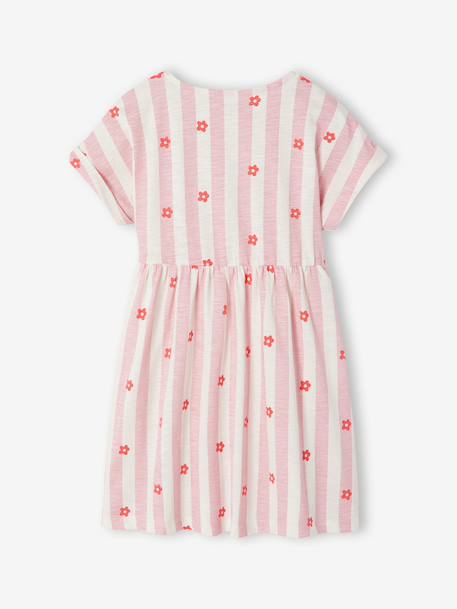 Girl's comfortable jersey dress striped blue+striped pink - vertbaudet enfant 
