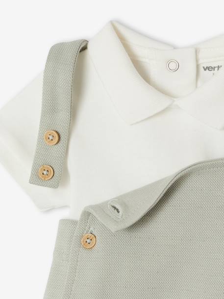 Ensemble 2 pièces barboteuse body bébé vert sauge - vertbaudet enfant 