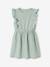 Robe fille en seersucker manches volantées blanc imprimé+carreaux rouge+vanille+vert sauge - vertbaudet enfant 