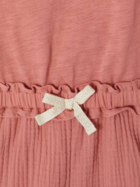 Combinaison short fille bi matière gris ardoise+vieux rose - vertbaudet enfant 