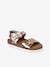 Leather buckle sandals gold+pale pink - vertbaudet enfant 