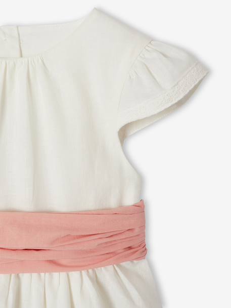 Party skater dress with bow sage green+white - vertbaudet enfant 