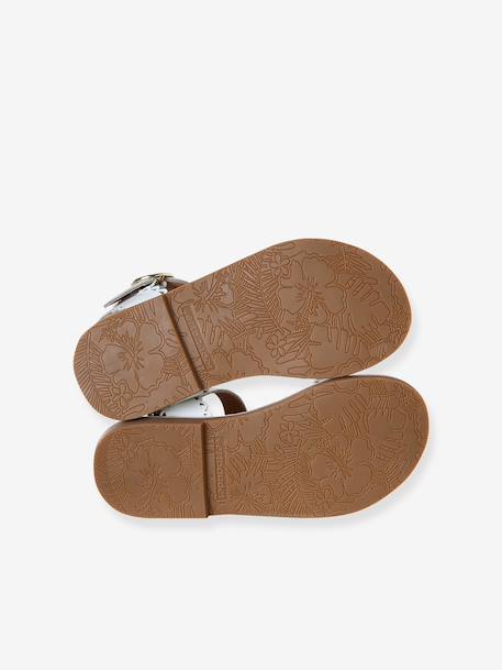 Girls' leather buckle sandals white - vertbaudet enfant 
