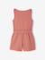 Two-fabric playsuit for girls old rose+slate grey - vertbaudet enfant 