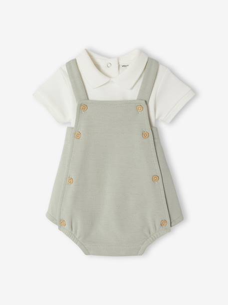 Ensemble 2 pièces barboteuse body bébé vert sauge - vertbaudet enfant 