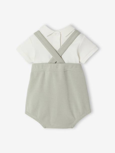 Ensemble 2 pièces barboteuse body bébé vert sauge - vertbaudet enfant 