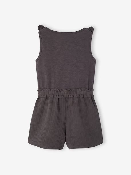 Combinaison short fille bi matière gris ardoise+vieux rose - vertbaudet enfant 