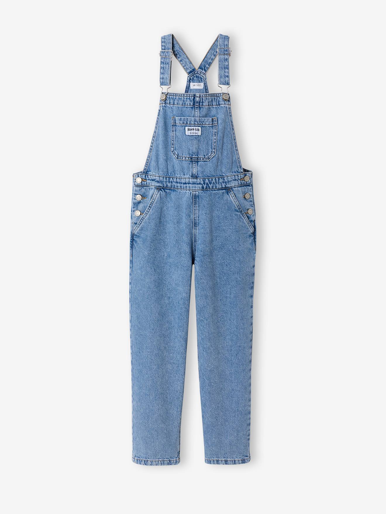 Girl's denim dungaree - light blue, Girls