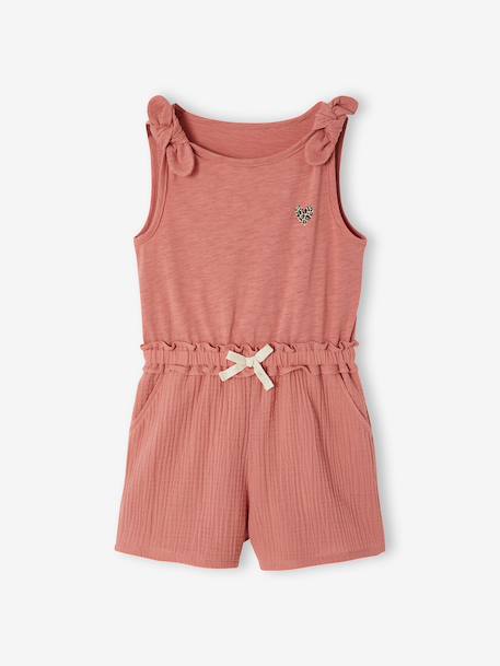 Combinaison short fille bi matière gris ardoise+vieux rose - vertbaudet enfant 