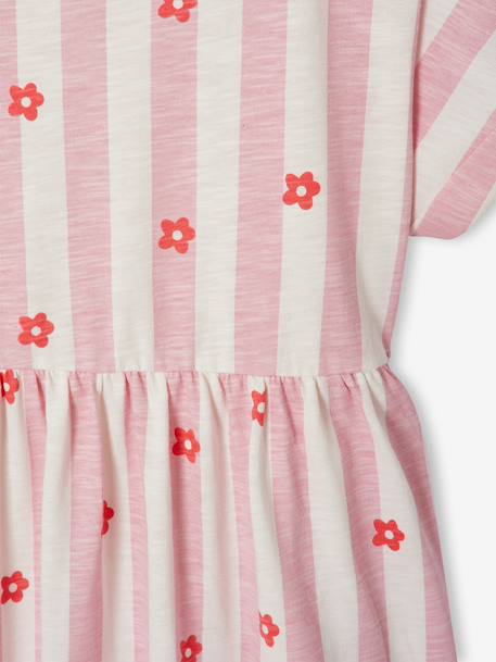 Girl's comfortable jersey dress striped blue+striped pink - vertbaudet enfant 