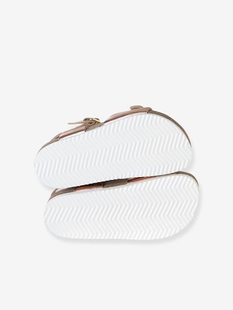 Leather buckle sandals gold+pale pink - vertbaudet enfant 