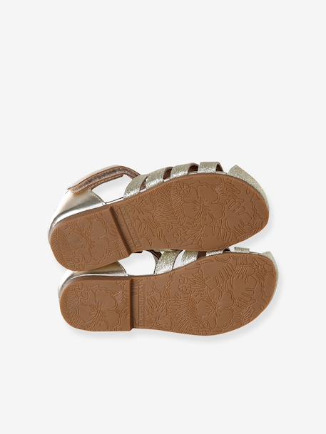 Girls' open leather ballerinas gold - vertbaudet enfant 