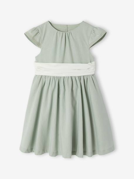 Party skater dress with bow sage green+white - vertbaudet enfant 