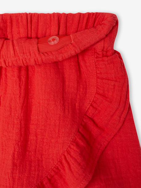 Girl's cotton gauze skort electric blue+red - vertbaudet enfant 