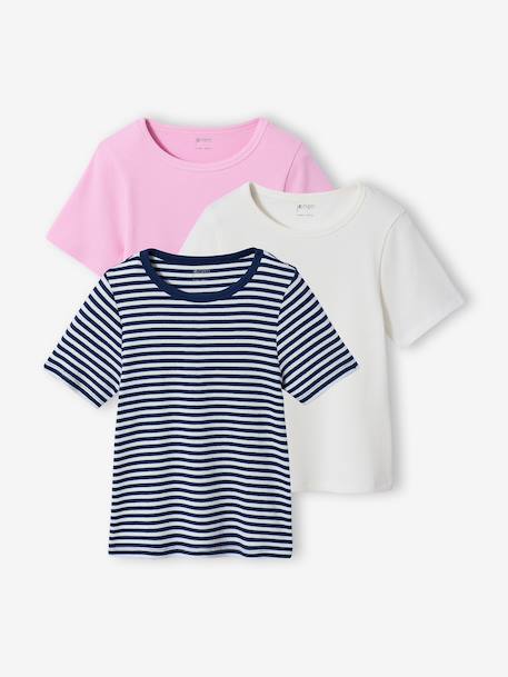 Pack of 3 ribbed T-shirts ecru - vertbaudet enfant 