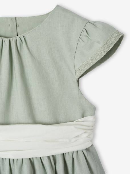 Party skater dress with bow sage green+white - vertbaudet enfant 
