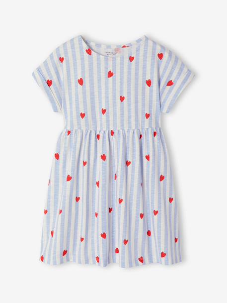 Girl's comfortable jersey dress striped blue+striped pink - vertbaudet enfant 