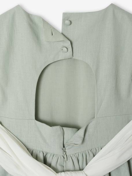 Party skater dress with bow sage green+white - vertbaudet enfant 