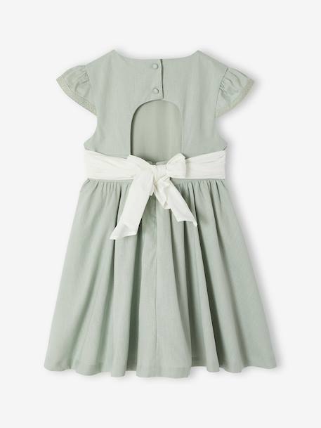 Robe fête patineuse nœud blanc+vert sauge - vertbaudet enfant 