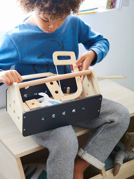 Wooden Construction Tool Box - FSC® Certified Black - vertbaudet enfant 