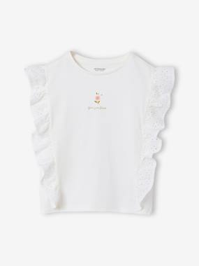 Fille-T-shirt, sous-pull-T-shirt-T-shirt à volants manches courtes