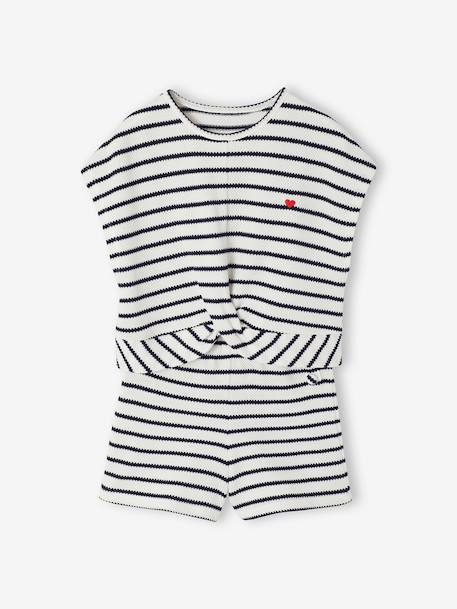 Fancy Knit T-Shirt & Shorts Set for Girls ecru+rose - vertbaudet enfant 