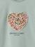 Tee-shirt fille motif romantique manches courtes à volant écru+marine+rose+vert sauge - vertbaudet enfant 