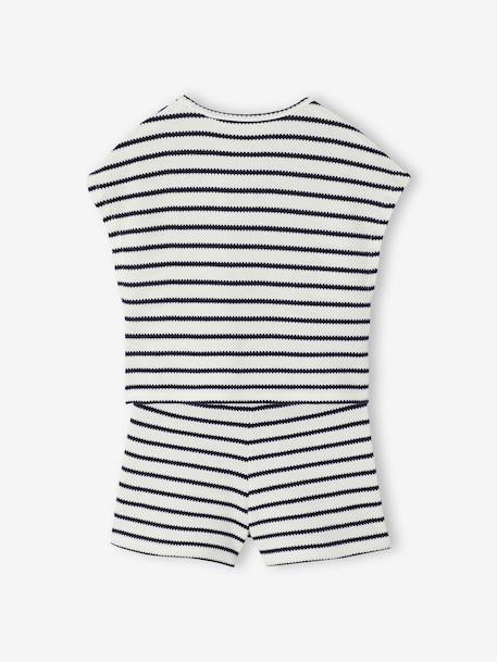 Fancy Knit T-Shirt & Shorts Set for Girls ecru+rose - vertbaudet enfant 