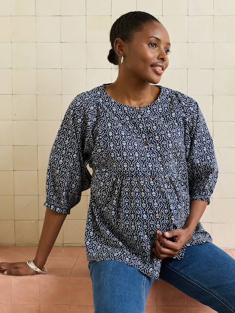 Balloon sleeve nursing blouse navy blue - vertbaudet enfant 